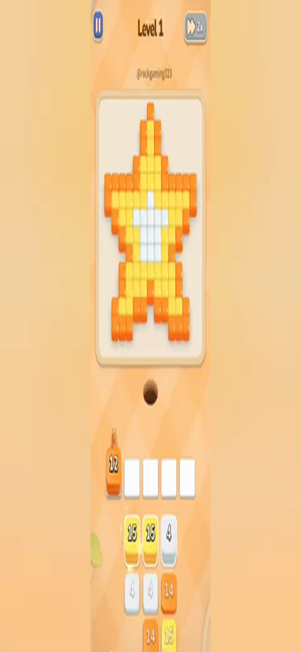 Colony Flow Level 1 gameplay frame showing the pixel-art picture