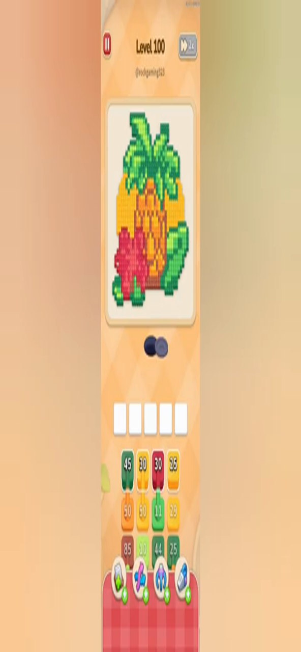 Colony Flow Level 100 gameplay frame showing the pixel-art picture