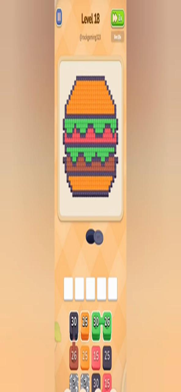 Colony Flow Level 18 gameplay frame showing the pixel-art picture