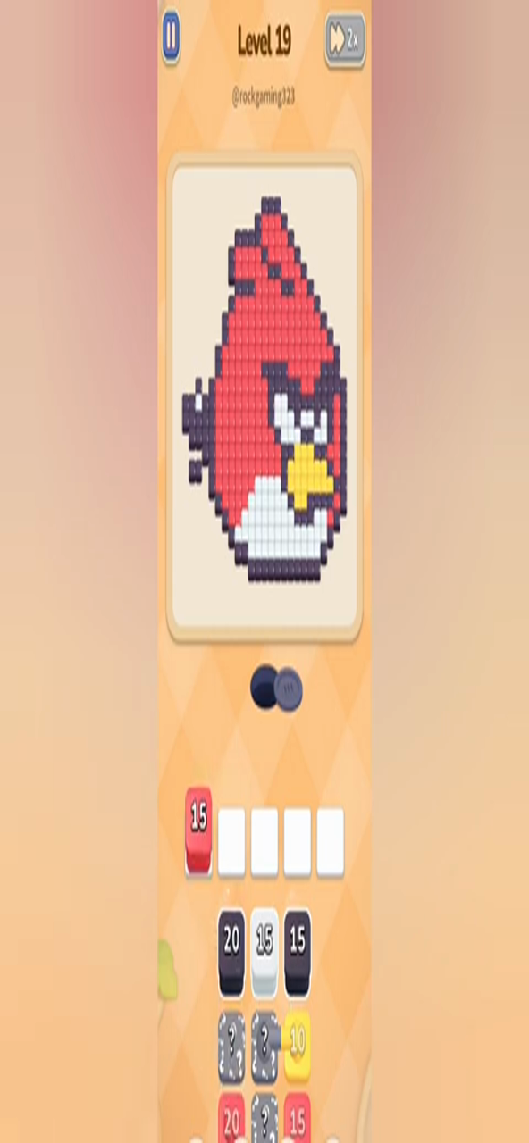 Colony Flow Level 19 gameplay frame showing the pixel-art picture