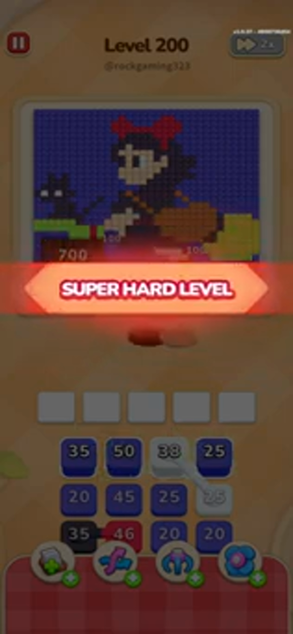 Colony Flow Level 200 gameplay frame showing the pixel-art picture