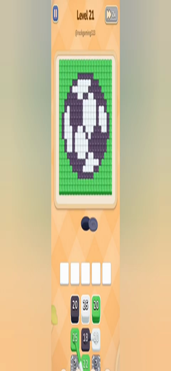 Colony Flow Level 21 gameplay frame showing the pixel-art picture