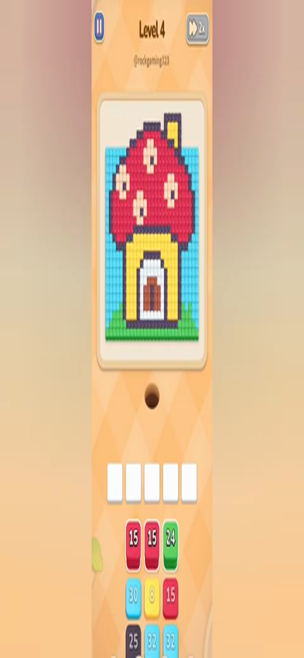 Colony Flow Level 4 gameplay frame showing the pixel-art picture