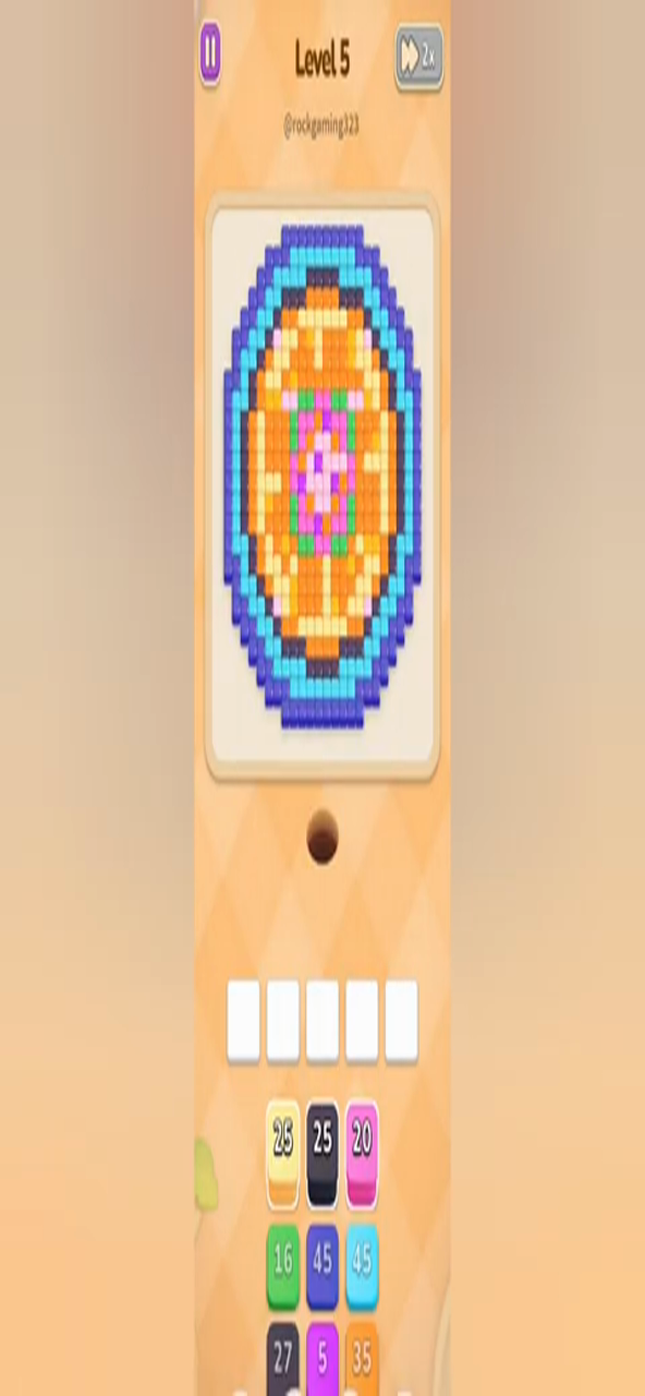 Colony Flow Level 5 gameplay frame showing the pixel-art picture