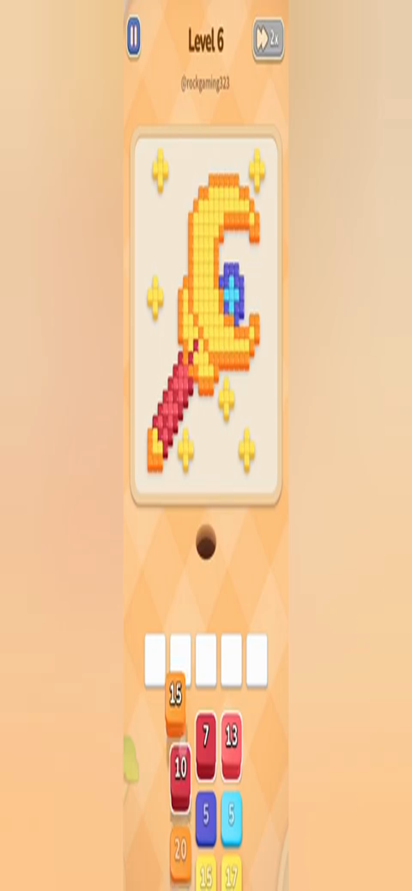 Colony Flow Level 6 gameplay frame showing the pixel-art picture